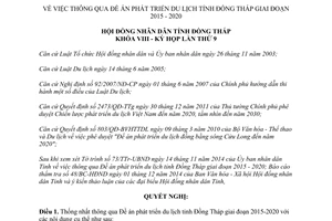 Nghị quyết 33/2014/NQ-HĐND thông qua Đề án phát triển du lịch Đồng Tháp 2015 2020