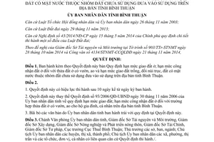 Quyết định 52/2014/QĐ-UBND hạn mức giao mức công nhận đất ở nhóm đất chưa đưa vào sử dụng Bình Thuận