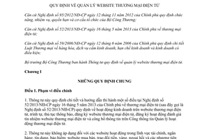 Thông tư 47/2014/TT-BCT quy định quản lý website thương mại điện tử đánh