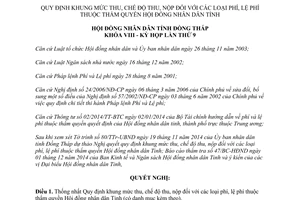 Nghị quyết 28/2014/NQ-HĐND mức thu chế độ thu nộp các loại phí lệ phí Đồng Tháp