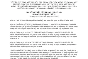 Nghị quyết 19/2014/NQ-HĐND mức chi đón tiếp thăm hỏi chúc mừng phổ biến pháp luật Hà Nội