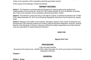 Decision 120/QD-DTDL the procedure for valuing water