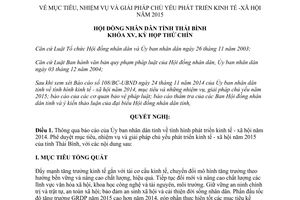 Nghị quyết 29/2014/NQ-HĐND mục tiêu nhiệm vụ giải pháp chủ yếu phát triển kinh tế xã hội 2015 Thái Bình