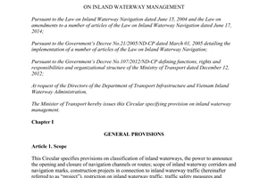 Circular 70/2014/TT-BGTVT inland waterway management