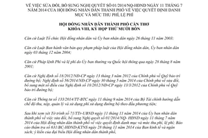 Nghị quyết 10/2014/NQ-HĐND sửa đổi Nghị quyết 01/2014/NQ-HĐND danh mục và mức thu phí lệ phí thành phố Cần Thơ