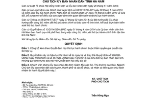 Quyết định 1462/QĐ-UBND công bố thủ tục hành chính thẩm quyền Sở Nội vụ Hà Nam
