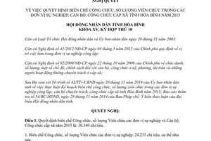 Nghị quyết 107/NQ-HĐND năm 2014 biên chế Công chức Viên chức Cán bộ Công chức cấp xã tỉnh Hòa Bình năm 2015