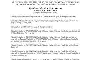 Nghị quyết 17/2014/NQ-HĐND chế độ thu nộp quản lý sử dụng phí sử dụng đường bộ xe mô tô An Giang