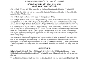 Nghị quyết 37/2014/NQ-HĐND sửa đổi Nghị quyết 23/2011/NQ-HĐND về mức thu một số loại phí Thái Bình