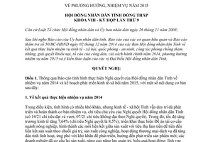 Nghị quyết 21/2014/NQ-HĐND phương hướng nhiệm vụ 2015 Đồng Tháp