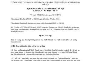 Nghị quyết 18/2014/NQ-HĐND Chương trình giám sát Hội đồng nhân dân Hà Nội 2015