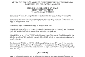 Nghị quyết 19/2014/NQ-HĐND chế độ chi tiêu phục vụ hoạt động Hội đồng nhân dân các cấp An Giang