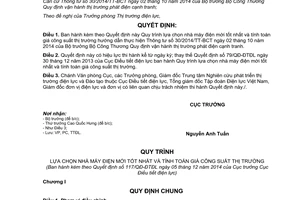 Quyết định 117/QĐ-ĐTĐL 2014 Quy trình lựa chọn nhà máy điện mới tốt nhất tính toán giá công suất thị trường