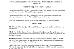 Quyết định 5747/QĐ-BGDĐT 2014 Thể lệ cuộc thi giải toán qua Internet dành cho học sinh phổ thông