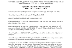 Nghị quyết 30/2014/NQ-HĐND mức thu quản lý sử dụng phí sử dụng đường bộ xe mô tô Đồng Tháp