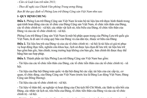 Quy định 270-QĐ/TW 2014 Phông Lưu trữ Đảng Cộng sản Việt Nam