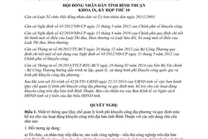 Nghị quyết 76/2014/NQ-HĐND Quy chế quản lý kinh phí mức hỗ trợ khuyến công địa phương tỉnh Bình Thuận