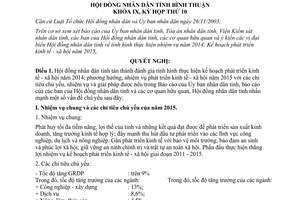 Nghị quyết 77/2014/NQ-HĐND Kế hoạch phát triển kinh tế xã hội năm 2015 tỉnh Bình Thuận