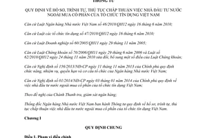 Thông tư 38/2014/TT-NHNN hồ sơ thủ tục chấp thuận nhà đầu tư nước ngoài mua cổ phần tổ chức tín dụng Việt Nam