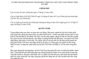 Nghị quyết 92/NQ-CP 2014 giải pháp đẩy mạnh phát triển du lịch Việt Nam trong thời kỳ mới