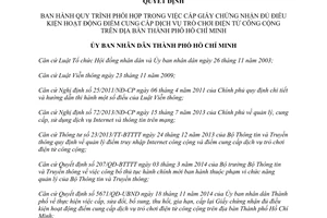 Quyết định 45/2014/QĐ-UBND phối hợp cấp Giấy chứng nhận cung cấp dịch vụ trò chơi điện tử công cộng Hồ Chí Minh