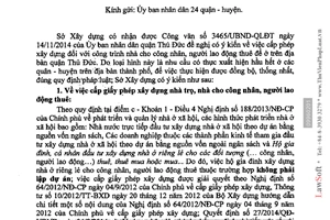 Công văn 10843/SXD-CPXD 2014 cấp Giấy phép xây dựng nhà trọ nhà cho công nhân thuê Hồ Chí Minh