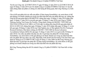 Công văn 12308/BCT-KHCN năm 2014 chứng nhận sản phẩm có chứng chỉ chất lượng thông quan