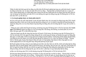 Công văn 19851/SLĐTBXH-LĐ báo cáo tiền lương 2014 kế hoạch thưởng Tết 2015 Hồ Chí Minh