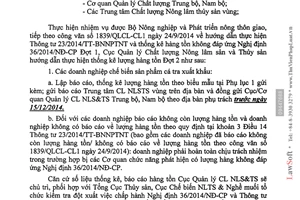 Công văn 2754/QLCL-CL1 2014 thống kê hàng tồn chưa đáp ứng 36/2014/NĐ-CP đợt 2