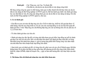 Công văn 10078/BNN-XD đánh giá năng lực nhà thầu tư vấn thi công xây dựng tham gia dự án 2014