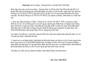 Công văn 1420/KCB-PHCN&GĐ 2014 phúc đáp Công văn 2090/SLĐTBXH-LĐVL