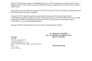 Công văn 5723/TCT-CS năm 2014 chính sách ưu đãi thuế thu nhập doanh nghiệp