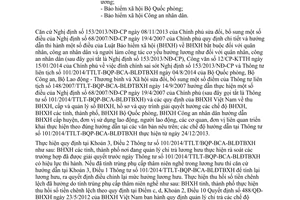 Công văn 5039/BHXH-CSXH năm 2014 hướng dẫn Nghị định 153/2013/NĐ-CP và Thông tư 101/2014/TTLT-BQP-BCA-BLĐTBXH