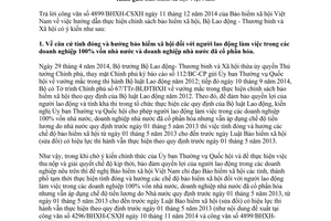 Công văn 4867/LĐTBXH-BHXH 2014 chính sách bảo hiểm với người lao động