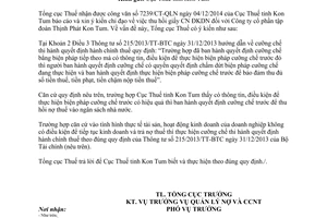 Công văn 5755/TCT-QLN năm 2014 cưỡng chế nợ thuế