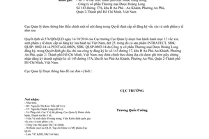 Công văn 22521/QLD-ĐK 2014 đính chính quyết định cấp số đăng ký vắc xin sinh phẩm y tế Cục Quản lý dược