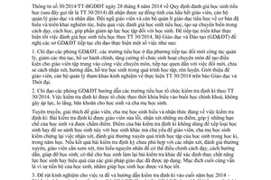 Công văn 7475/BGDĐT-GDTH năm 2014 chỉ đạo đánh giá định kì học sinh tiểu học theo 30/2014/TT/BGDĐT
