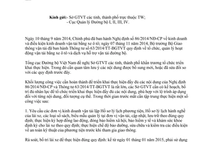 Công văn 6928/TCĐBVN-VT 2014 thực hiện các văn bản quản lý vận tải đường bộ mới ban hành