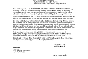 Công văn 21576/SLĐTBXH-DN 2014 biểu mẫu báo cáo đào tạo nghề cho lao động nông thôn Hồ Chí Minh