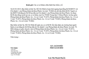 Công văn 4248/BHXH-NVGĐ1 2014 trường hợp chuyển viện của Phòng khám đa khoa Phước An