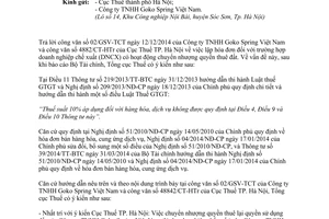 Công văn 5892/TCT-CS năm 2014 hóa đơn thuế giá trị gia tăng