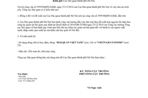 Công văn 15424/TCHQ-GSQL 2014 tem đánh dấu đối với hành lý nghi vấn khi kiểm tra qua máy soi tại nhà ga T2 Nội Bài