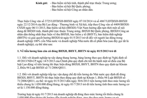 Công văn 5467/BHXH-CSXH 2014 thu giải quyết hưởng bảo hiểm xã hội kể từ ngày 01/5/2013