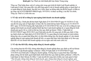 Công văn 5537/TCT-KK 2014 xử lý vướng mắc khi thi hành Luật Doanh nghiệp Luật quản lý thuế