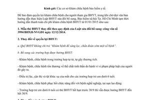 Công văn 3995/BHXH-NVGĐ1 năm 2014 hướng dẫn Luật bảo hiểm y tế sửa đổi thành phố Hồ Chí Minh