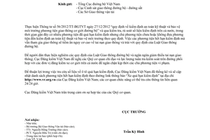 Công văn 5567/ĐKVN-VAR 2014 thực hiện 56/2012/TT-BGTVT kiểm định kỹ thuật giao thông cơ giới đường bộ