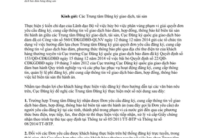 Công văn 562/CĐKGDBĐ-QLNV 2014 hướng dẫn nghiệp vụ đăng ký giao dịch bảo đảm bằng động sản