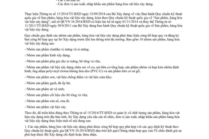 Công văn 1133/SXD-QLCL 2014 Quy chuẩn kỹ thuật quốc gia Sản phẩm hàng hóa vật liệu xây dựng