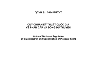 Quy chuẩn kỹ thuật quốc gia QCVN 81: 2014/BGTVT về phân cấp và đóng du thuyền