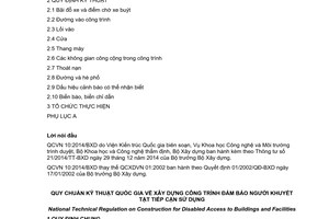 Quy chuẩn kỹ thuật quốc gia QCVN 10:2014/BXD về Xây dựng công trình đảm bảo người khuyết tật tiếp cận sử dụng
